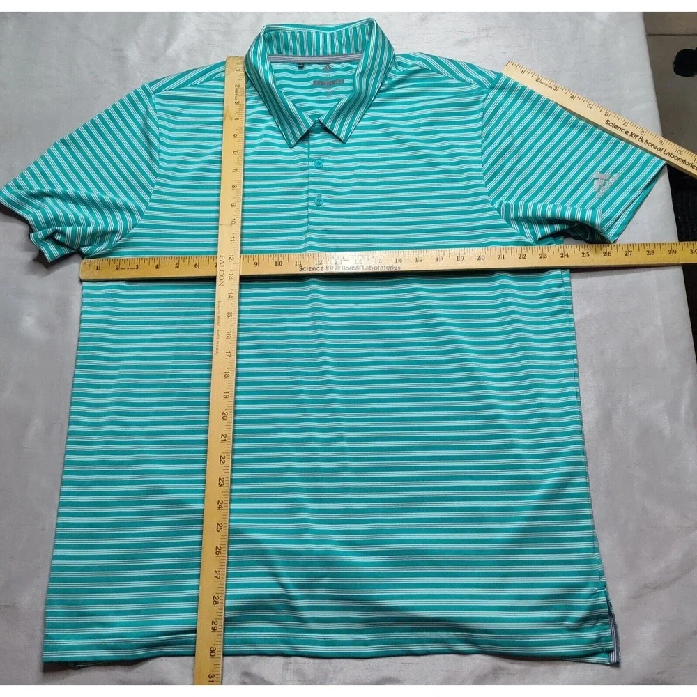 ADIDAS‎ GOLF Men Size XL Aqua Striped Short Sleeve Polo Shirt